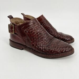 Vintage Bubetti Oriald Women Bootie Shoes Woven Brown Leather EU 38 US 7.5 Italy